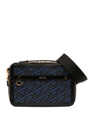 Versace Pre-Owned 2010-2025 Coated Canvas La Greca Zip Around Messenger Bag satchel - Black