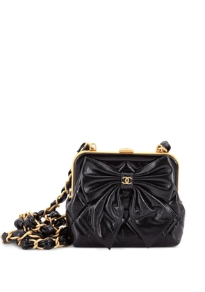 CHANEL Pre-Owned Bow Frame Clutch With Chain Quilted Patent with Lambskin Mini crossbody bag - Black