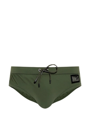 Dolce & Gabbana drawstring logo-plaque swim trunks - Green
