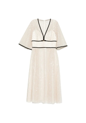 Elie Saab V-neck embellished dress - Neutrals