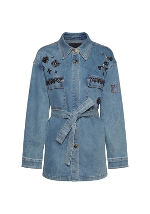 ELENA MIRO` apliqués embellished denim jacket - Blue