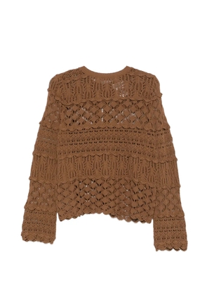 Semicouture crochet knit cardigan - Brown