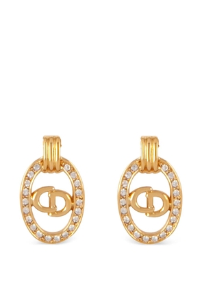 Christian Dior Pre-Owned 1980s oval-logo clip-on earrings - Gold