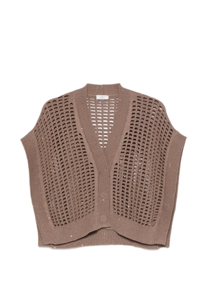 Peserico V-neck open-knit cardigan - Brown