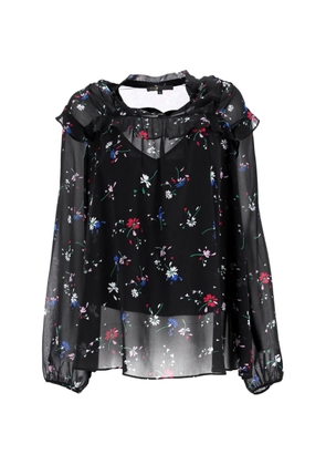 Maje Letra floral print ruffled blouse - Black