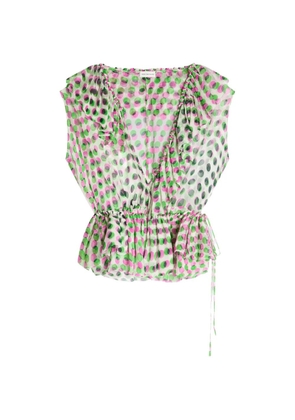 DRIES VAN NOTEN polka-dot ruffled top - Neutrals