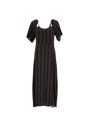 Reformation midi printed shirred dress - Black