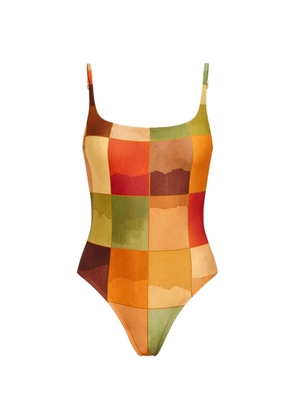 Lenny Niemeyer geometric-pattern square-neck swimsuit - Orange