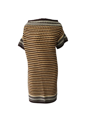 Missoni Pre-Owned patterned knit off shoulder dress - Brown