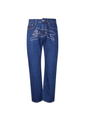 ICECREAM crystal running dog denim trousers - Blue