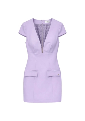 Elisabetta Franchi V-neck flap-pocket mini dress - Purple