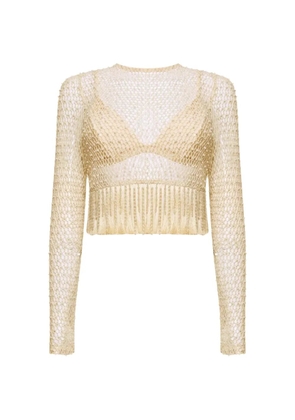 PatBO Crochet Bloom blouse - Neutrals