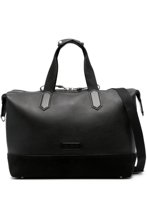 TOM FORD logo-patch pebbled holdall - Black