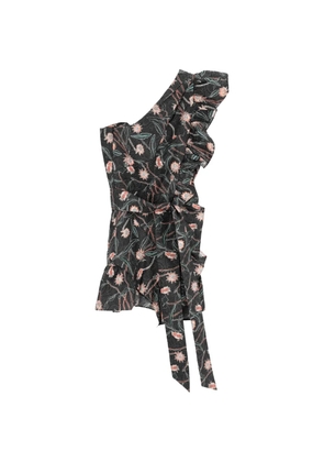 Isabel Marant Vintage Lavern one-shoulder floral-print mini dress - Black