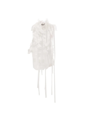 RÓISÍN PIERCE flower-embellished ribbon blouse - White