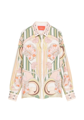 La DoubleJ floral-print striped shirt - Neutrals