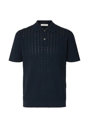 SELECTED cable-knit polo shirt - Blue