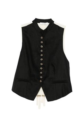 JcSophie Linnea button collarless top - Black