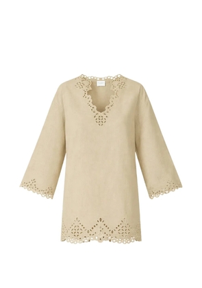 ISABEL MARANT Sherazade laser-cut V-neck mini dress - Neutrals