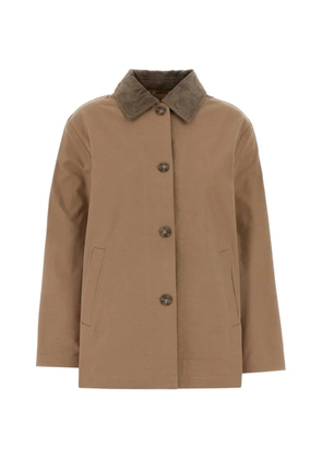 Calvin Klein corduroy collar cotton overcoat - Brown