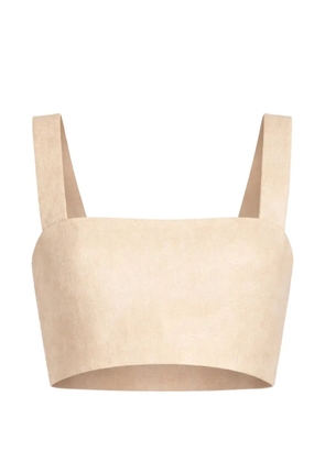 Elie Saab printed linen crop top - Neutrals