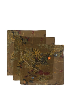 YAVI floral-print scarf (set of three) - Green