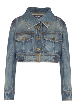 Balmain high-collar two-pockets jacket - Blue