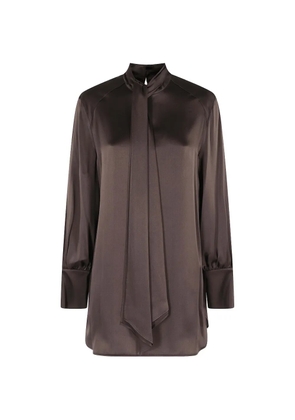 Semicouture Manuela tie-neck mini dress - Brown