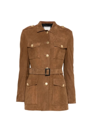 Tagliatore Clea buckle-belt leather jacket - Brown