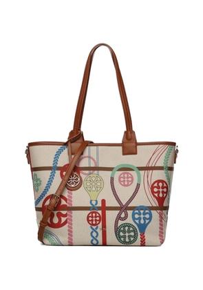 V°73 printed tote bag - Neutrals