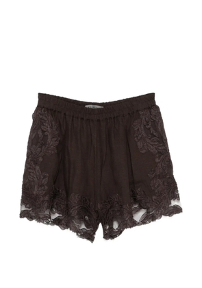 Maurizio Braschi lace-trim shorts - Brown