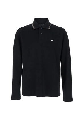 Emporio Armani long-sleeve logo-detail polo shirt - Black