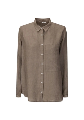 M.S.M Milano chest-pocket linen shirt - Brown
