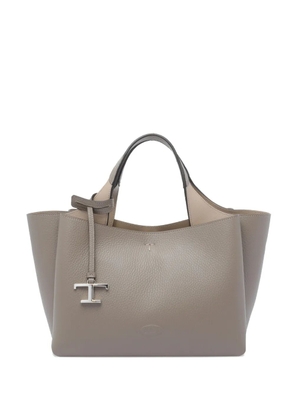 Tod's T-logo leather tote bag - Grey