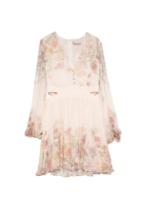 TWINSET floral-print cutout midi dress - Neutrals