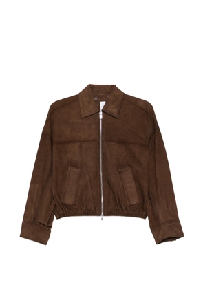 BULLY perforated zip leather jacket - Brown