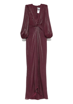 NISSA twist-detail chiffon maxi dress - Purple