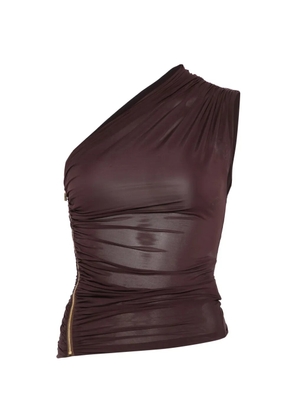 Elisabetta Franchi one-shoulder zip top - Brown