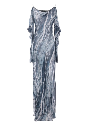 Roberto Cavalli marble-pattern dress - Blue