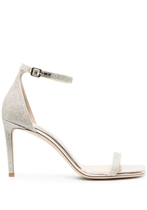 Jimmy Choo Alva 85mm glitter leather sandals - Silver