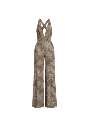Elie Saab animal-print cross-back jumpsuit - Neutrals