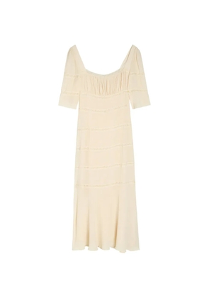 Reformation Laverna lace ruched midi dress - Neutrals