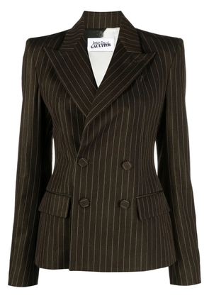 Jean Paul Gaultier pinstriped double-breasted wool blend blazer - Brown