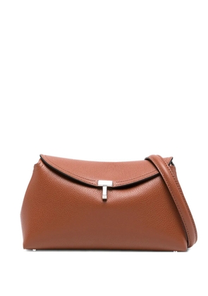 TOTEME tuck-lock fastening grained-leather clutch bag - Brown