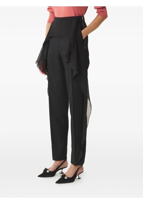 Lanvin ruffle-detail side-zip trousers - Black