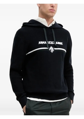 Armani Exchange logo-embroidered hoodie - Black