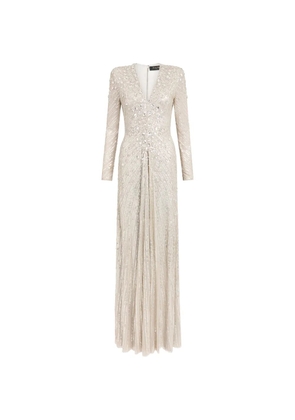 Jenny Packham Eve sequin-embellished V-neck dress - Silver