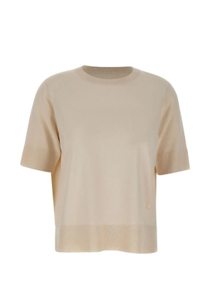 ELENA MIRO` ribbed logo knit top - Neutrals