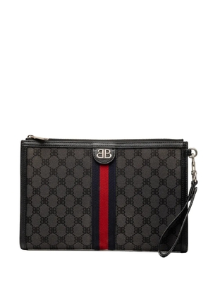 Balenciaga Pre-Owned 2022 The Hacker Project BB Canvas Web Ophidia clutch bag - Black