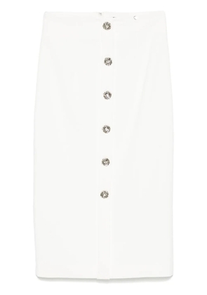 NISSA floral-buttons midi skirt - White